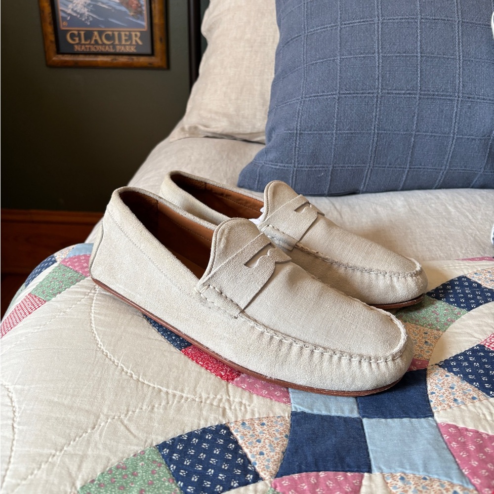 Allen Edmonds Super Sport Penny Loafer in Light Grey Suede Size 10EEE